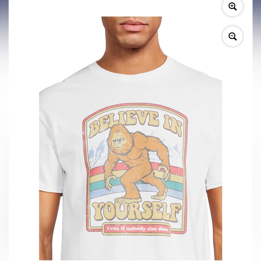 JK* White Bigfoot Believe in Yourself Even if Nobody Else Does Shirt Sleeve T-Sh - Picture 2 of 6